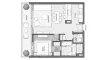 Планировка Квартиры «1BR» с 1 спальней в ЖК Residences Du Port